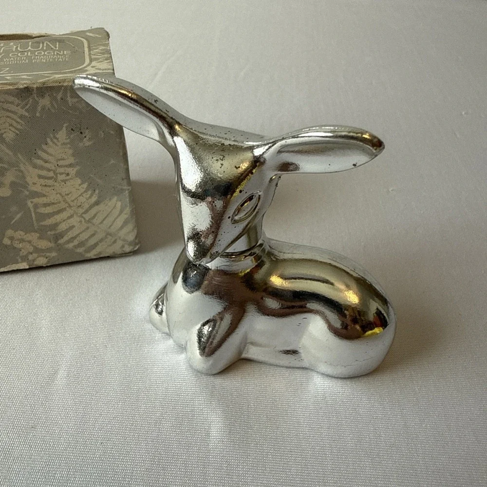 Vintage 1978 Avon Silver Fawn Sweet Honesty Cologne Bottle Decanter Empty W/Box